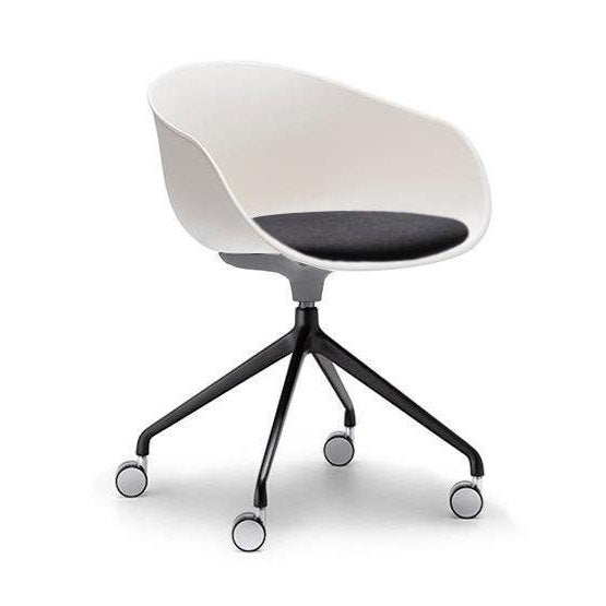 Ayla PP Chair with Fixed Seat Pad cream Black Fab 4 Way Black Swivel Fixed Height - Office Furniture Company
