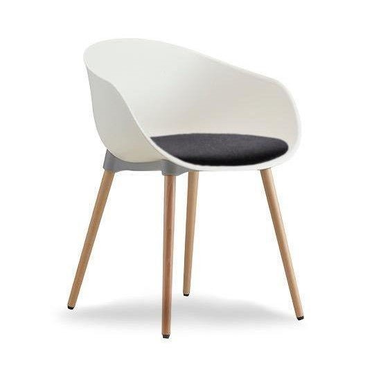 Ayla PP Chair with Fixed Seat Pad cream Black Fab Beech Timber Legs - Office Furniture Company