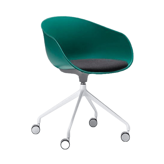 Ayla PP Chair with Fixed Seat Pad emerald Black Fab 4 Way White Swivel Fixed Height - Office Furniture Company