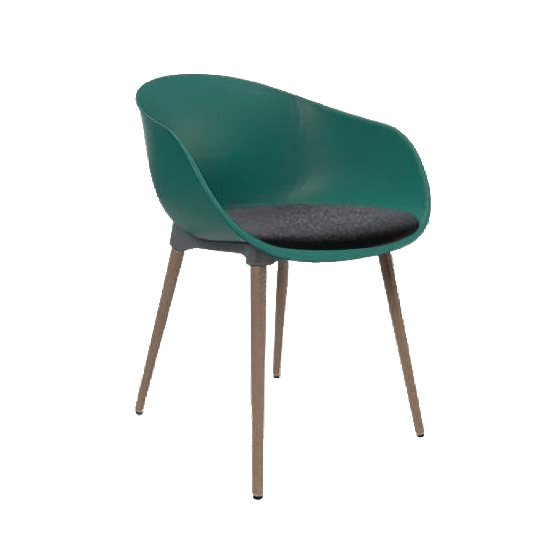 Ayla PP Chair with Fixed Seat Pad emerald Black Fab Beech Timber Legs - Office Furniture Company