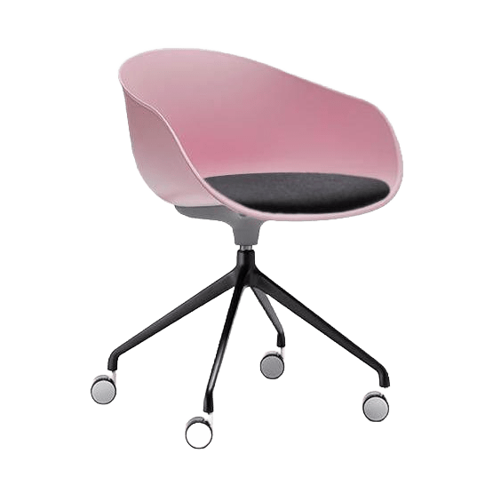 Ayla PP Chair with Fixed Seat Pad pink Black Fab 4 Way Black Swivel Fixed Height - Office Furniture Company