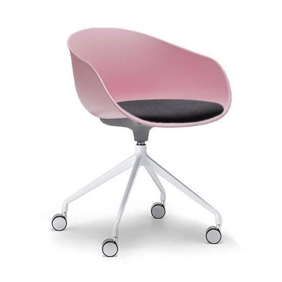 Ayla PP Chair with Fixed Seat Pad pink Black Fab 4 Way White Swivel Fixed Height - Office Furniture Company