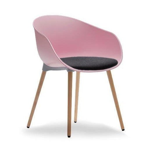 Ayla PP Chair with Fixed Seat Pad pink Black Fab Beech Timber Legs - Office Furniture Company