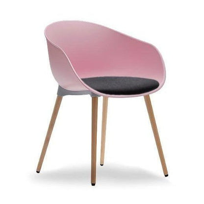 Ayla PP Chair with Fixed Seat Pad pink Black Fab Beech Timber Legs - Office Furniture Company