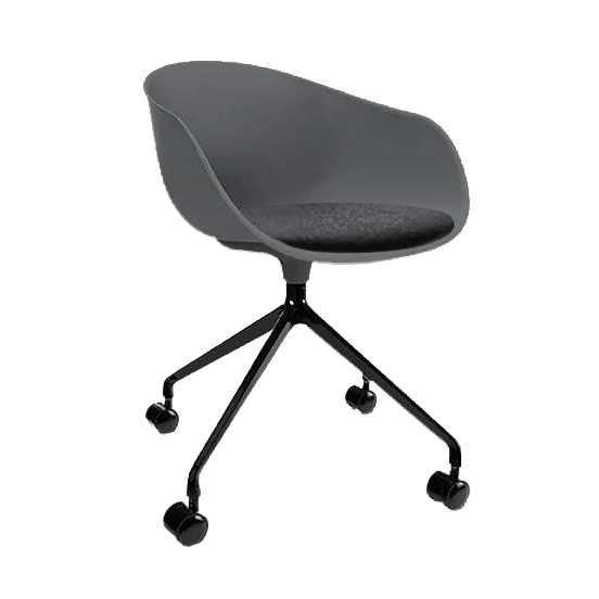Ayla PP Chair with Fixed Seat Pad sky - blue Black Fab Beech Timber Legs - Office Furniture Company