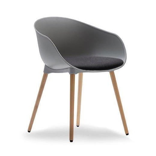 Ayla PP Chair with Fixed Seat Pad stoney - grey Black Fab Beech Timber Legs - Office Furniture Company