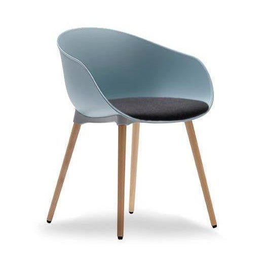Ayla PP Chair with Fixed Seat Pad stoney - grey Black Fab Beech Timber Legs - Office Furniture Company