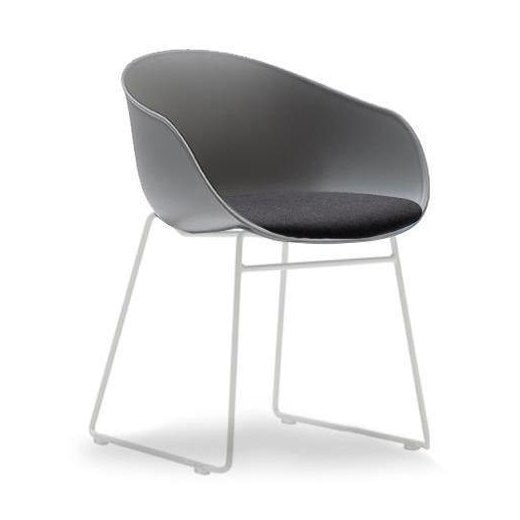 Ayla PP Chair with Fixed Seat Pad stoney - grey Black Fab White Sled Base - Office Furniture Company