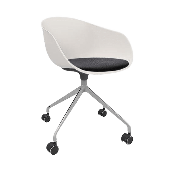 Ayla PP Chair with Fixed Seat Pad stoney - grey Red Fab White Sled Base - Office Furniture Company