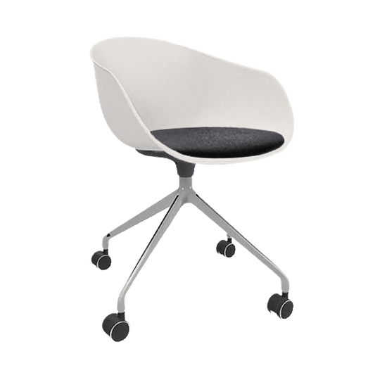 Ayla PP Chair with Fixed Seat Pad stoney - grey Red Fab White Sled Base - Office Furniture Company