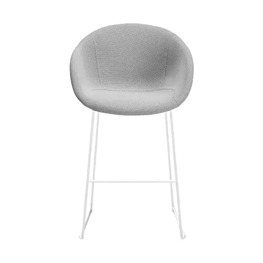 Ayla Stool Fully Upholstered 640 mm White Sled Base - Office Furniture Company