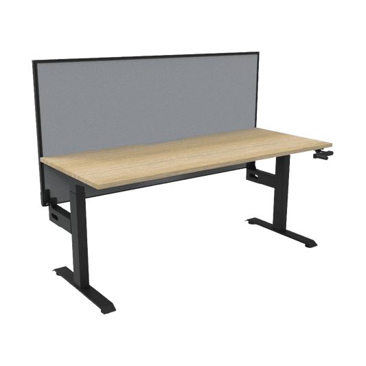Boost Crank Single Sided Workstation 1200x750 / Natural Oak Top / Black Frame / No Cable Tray/With Screen