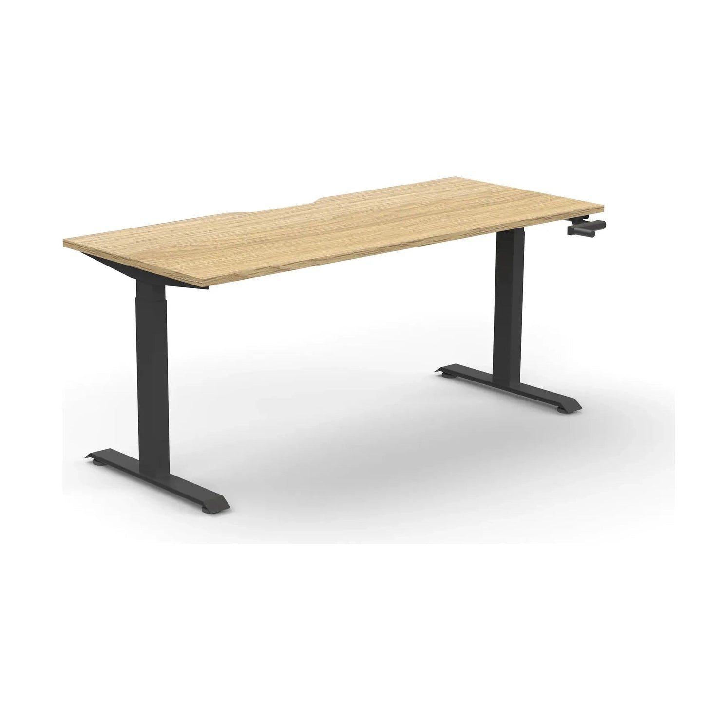Boost Crank Single Sided Workstation 1200 X 750 Natural Oak Top & Black Frame Without Cable Tray/Without Screen - Office Furniture Company