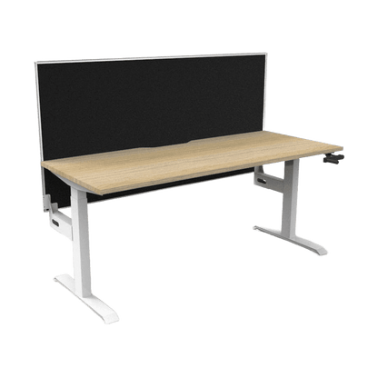 Boost Crank Single Sided Workstation 1200 X 750 Natural Oak Top & White Frame Without Cable Tray/With Screen - Office Furniture Company