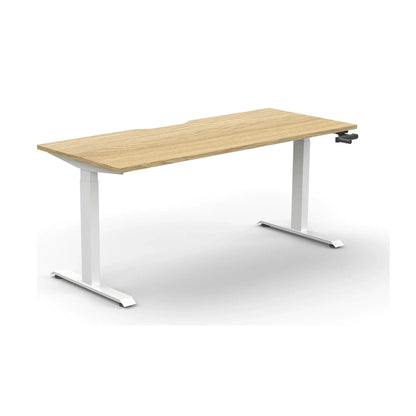 Boost Crank Single Sided Workstation 1200 X 750 Natural Oak Top & White Frame Without Cable Tray/Without Screen - Office Furniture Company