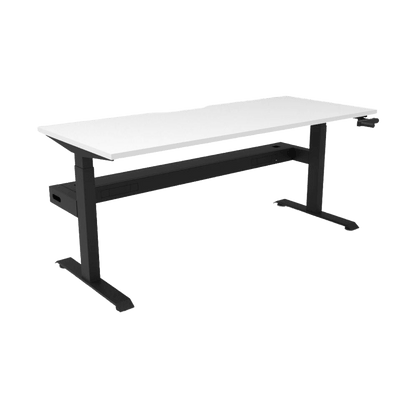 Boost Crank Single Sided Workstation 1200 X 750 Natural White Top & Black Frame With Cable Tray/Without Screen - Office Furniture Company