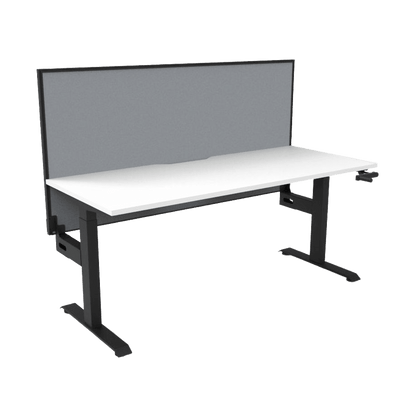 Boost Crank Single Sided Workstation 1200 X 750 Natural White Top & Black Frame Without Cable Tray/With Screen - Office Furniture Company