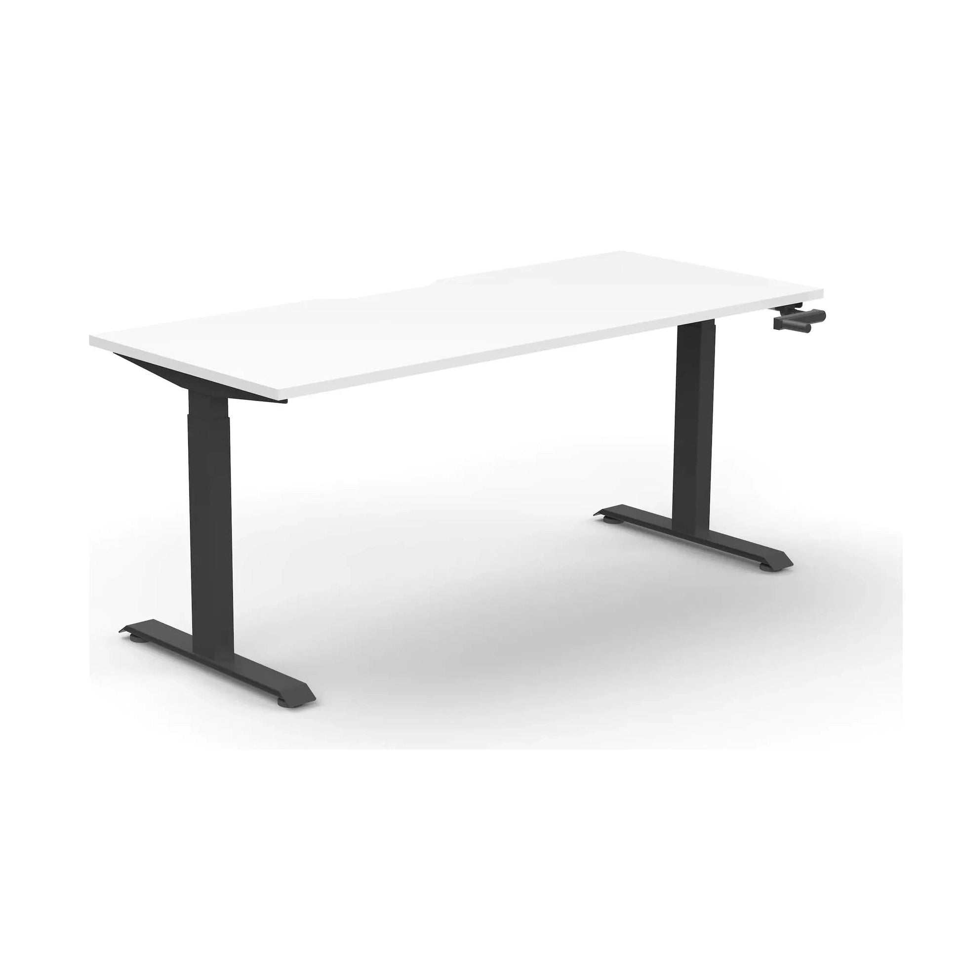 Boost Crank Single Sided Workstation 1200 X 750 Natural White Top & Black Frame Without Cable Tray/Without Screen - Office Furniture Company