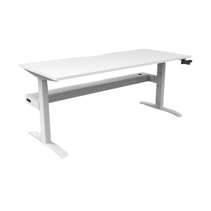 Boost Crank Single Sided Workstation 1200 X 750 Natural White Top & White Frame With Cable Tray/Without Screen - Office Furniture Company