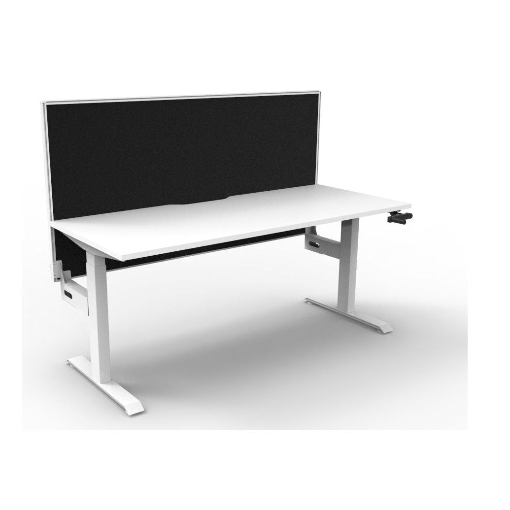Boost Crank Single Sided Workstation 1200 X 750 Natural White Top & White Frame Without Cable Tray/With Screen - Office Furniture Company