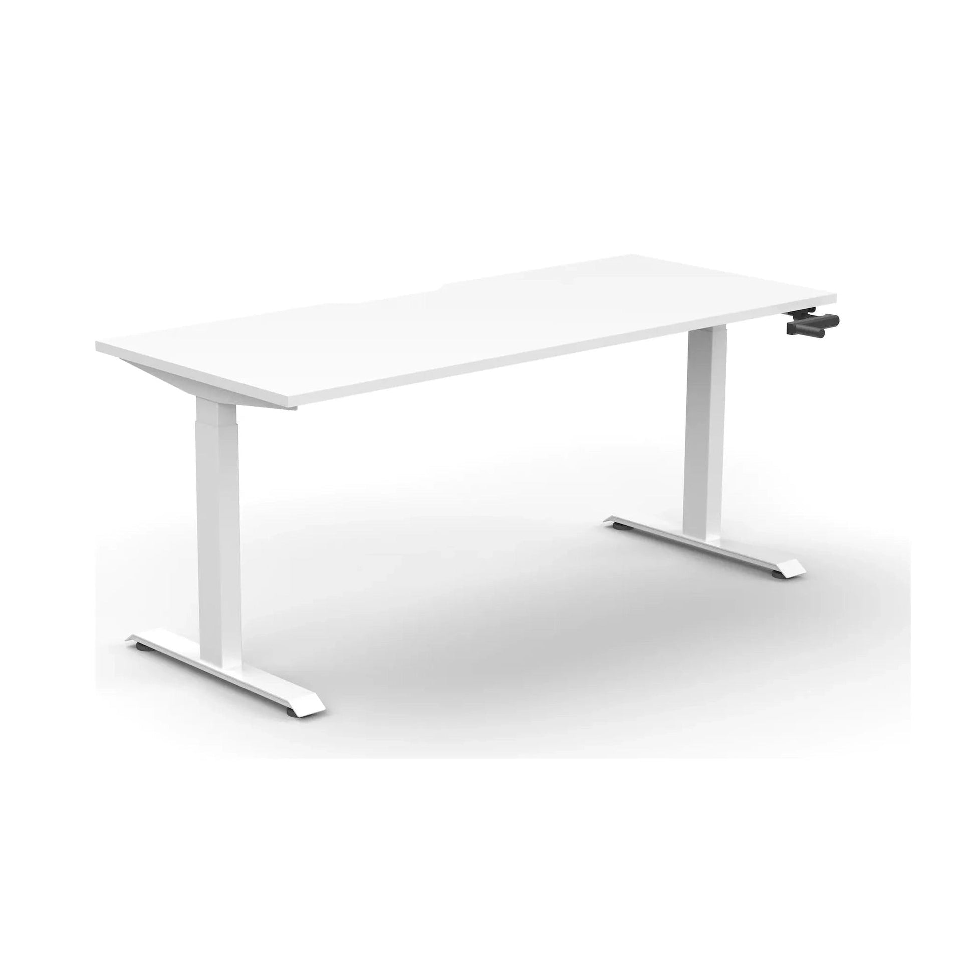 Boost Crank Single Sided Workstation 1200 X 750 Natural White Top & White Frame Without Cable Tray/Without Screen - Office Furniture Company