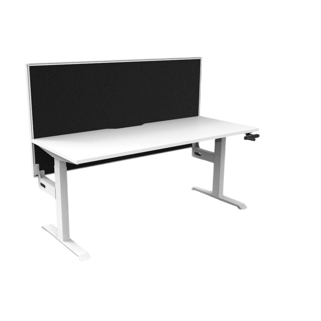 Boost Crank Single Sided Workstation 1200x750 White Top / White Frame With Cable Tray/No Screen