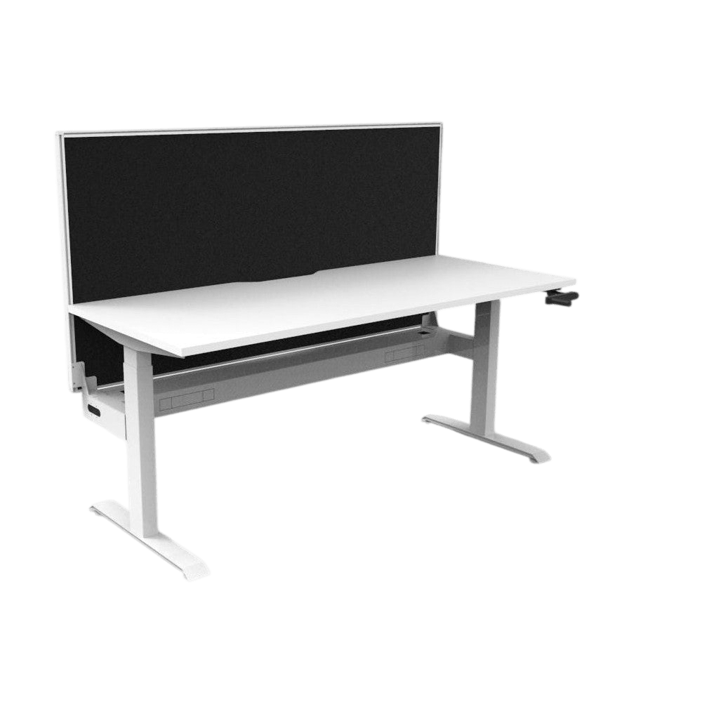 Boost Crank Single Sided Workstation 1200x750 White Top / White Frame With Cable Tray/No Screen