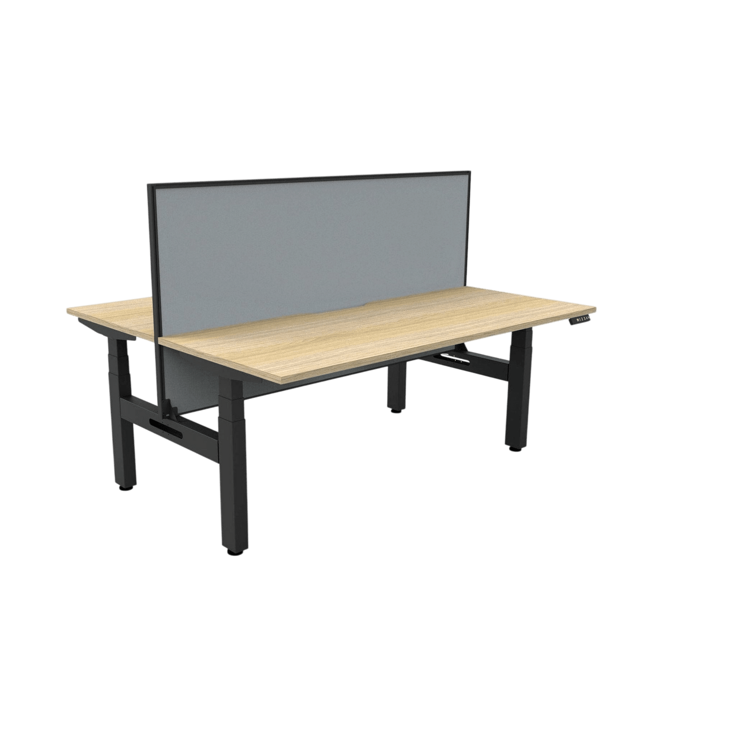 Boost+ Electric Height Adjustable Back to Back Workstation 2 x 1200x750 White Top / Black Frame No Cable Tray/With Screen