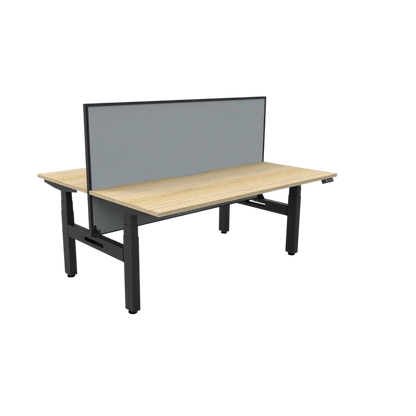 Boost+ Electric Height Adjustable Back to Back Workstation 2 x 1200x750 White Top / Black Frame No Cable Tray/With Screen