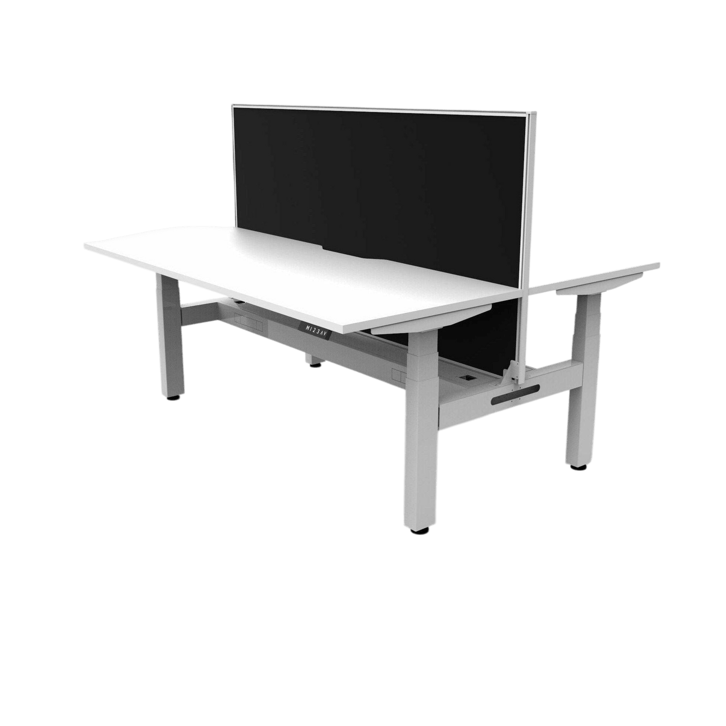 Boost+ Electric Height Adjustable Back to Back Workstation 2 x 1200x750 White Top / Black Frame No Cable Tray/With Screen