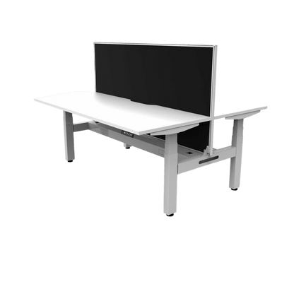 Boost+ Electric Height Adjustable Back to Back Workstation 2 x 1200x750 White Top / Black Frame No Cable Tray/With Screen