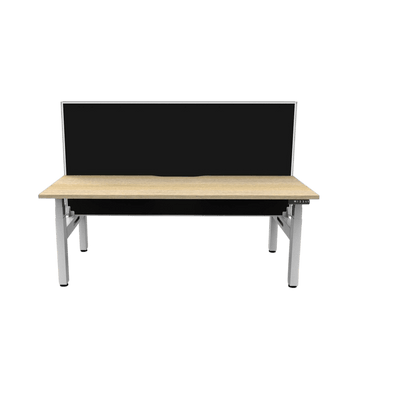 Boost+ Electric Height Adjustable Back to Back Workstation 2 x 1200x750 White Top / Black Frame No Cable Tray/With Screen