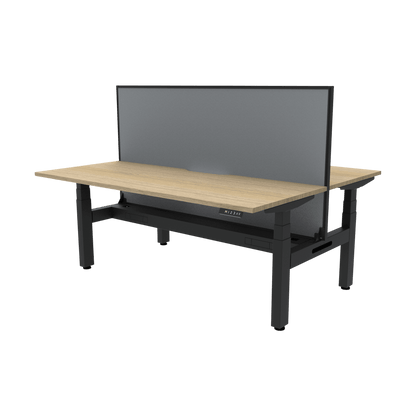 Boost+ Electric Height Adjustable Back to Back Workstation 2 x 1200x750 White Top / Black Frame No Cable Tray/With Screen