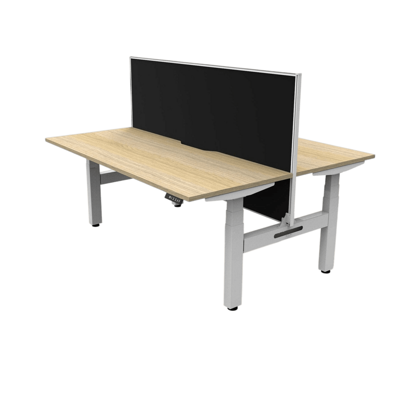 Boost+ Electric Height Adjustable Back to Back Workstation 2 x 1200x750 White Top / Black Frame No Cable Tray/With Screen
