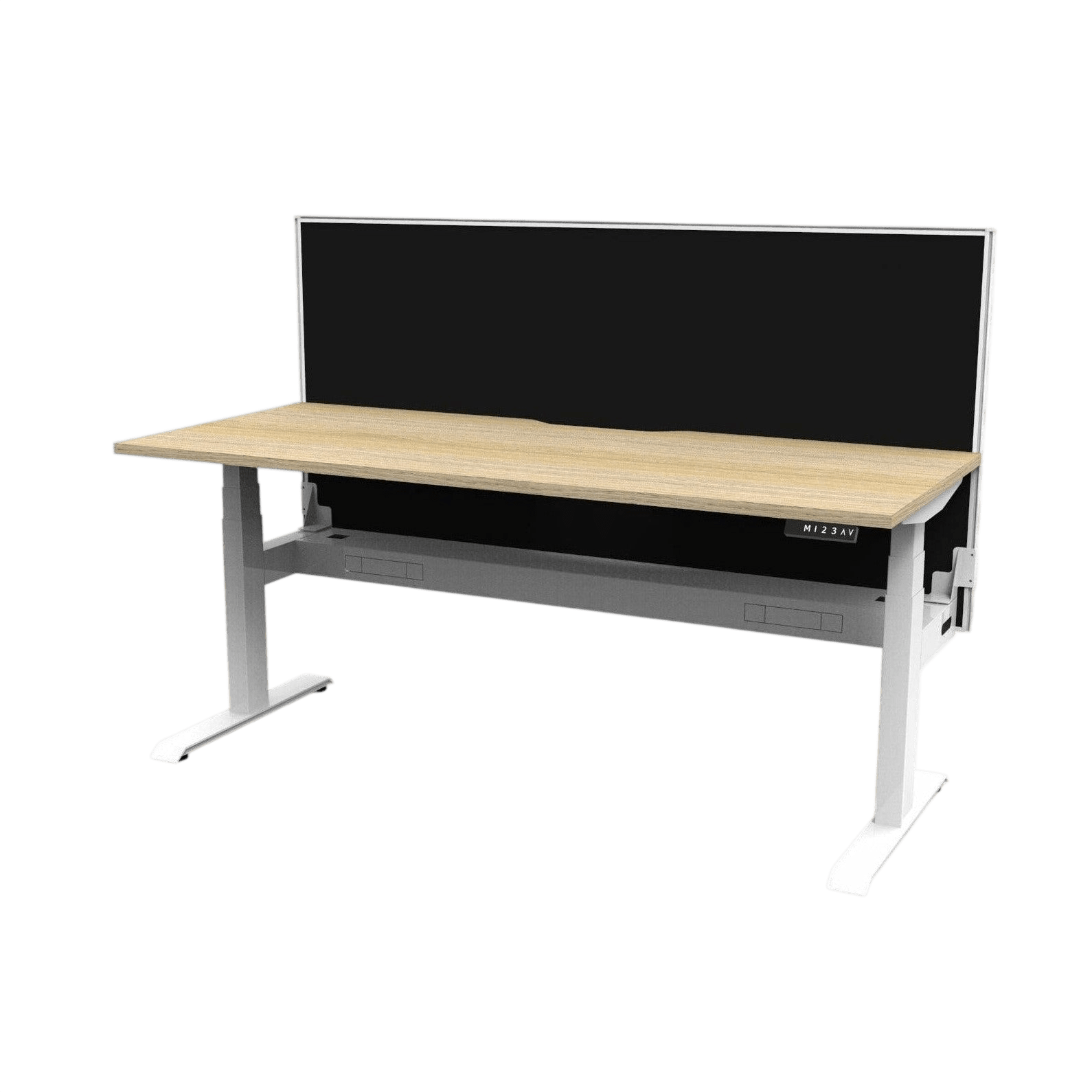 Boost+ Electric Height Adjustable Desk 1200x750 (S) White Top / Black Frame No Cable Tray/With Screen