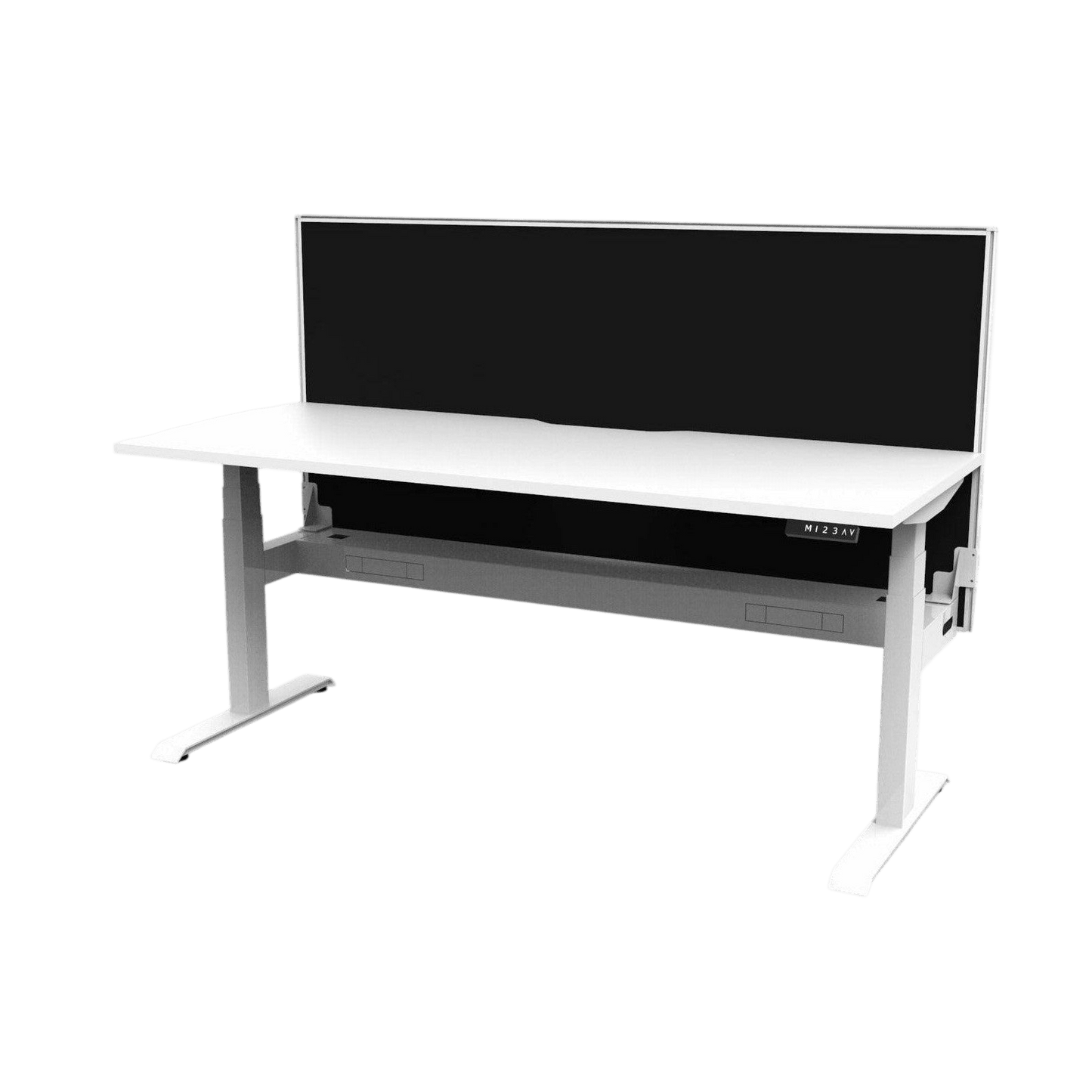 Boost+ Electric Height Adjustable Desk 1200x750 (S) White Top / Black Frame No Cable Tray/With Screen