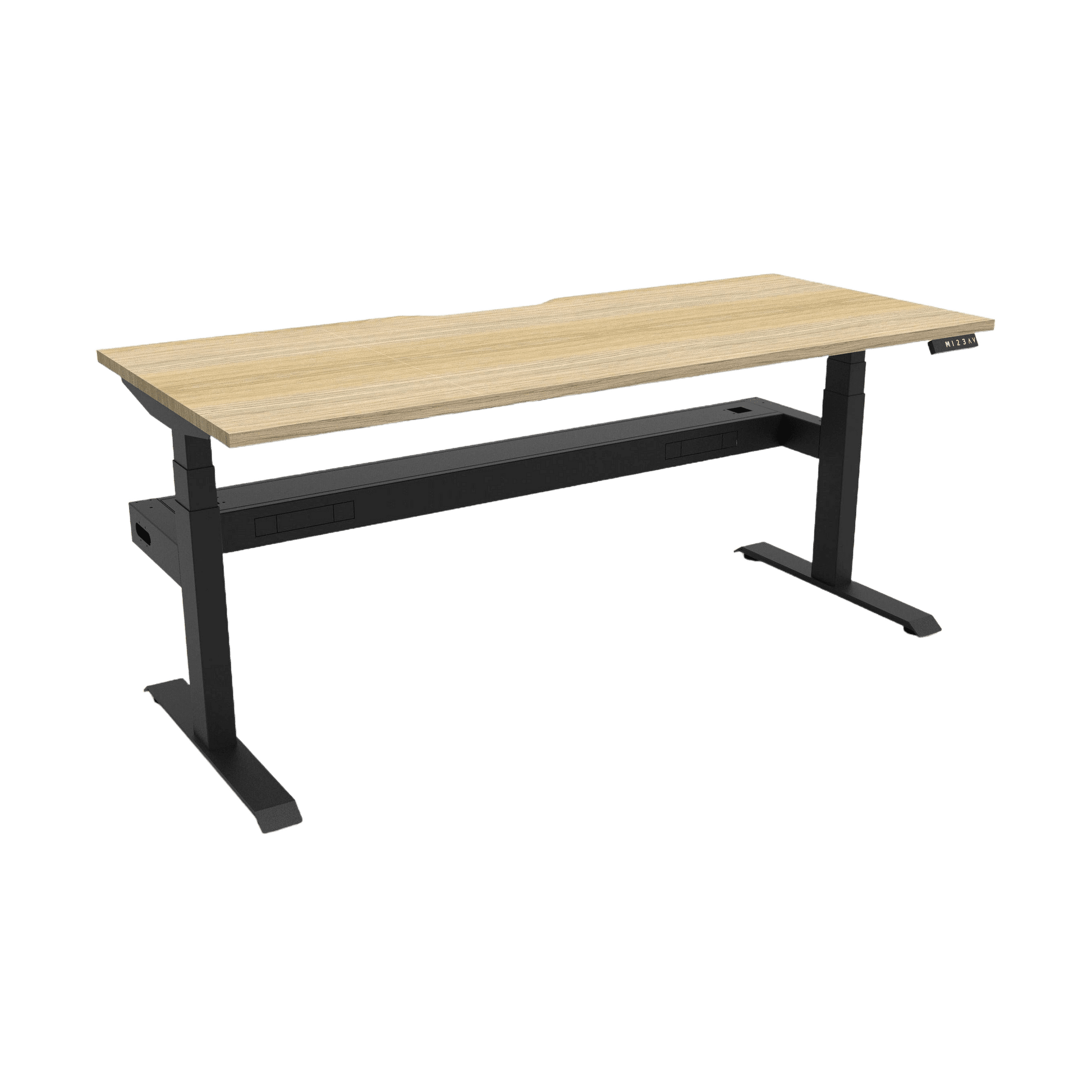 Boost Light Electric Height Adjustable Desk 1200W X 750D Natural Oak Top & Black Frame With Cable Tray/Without Screen - Office Furniture Company