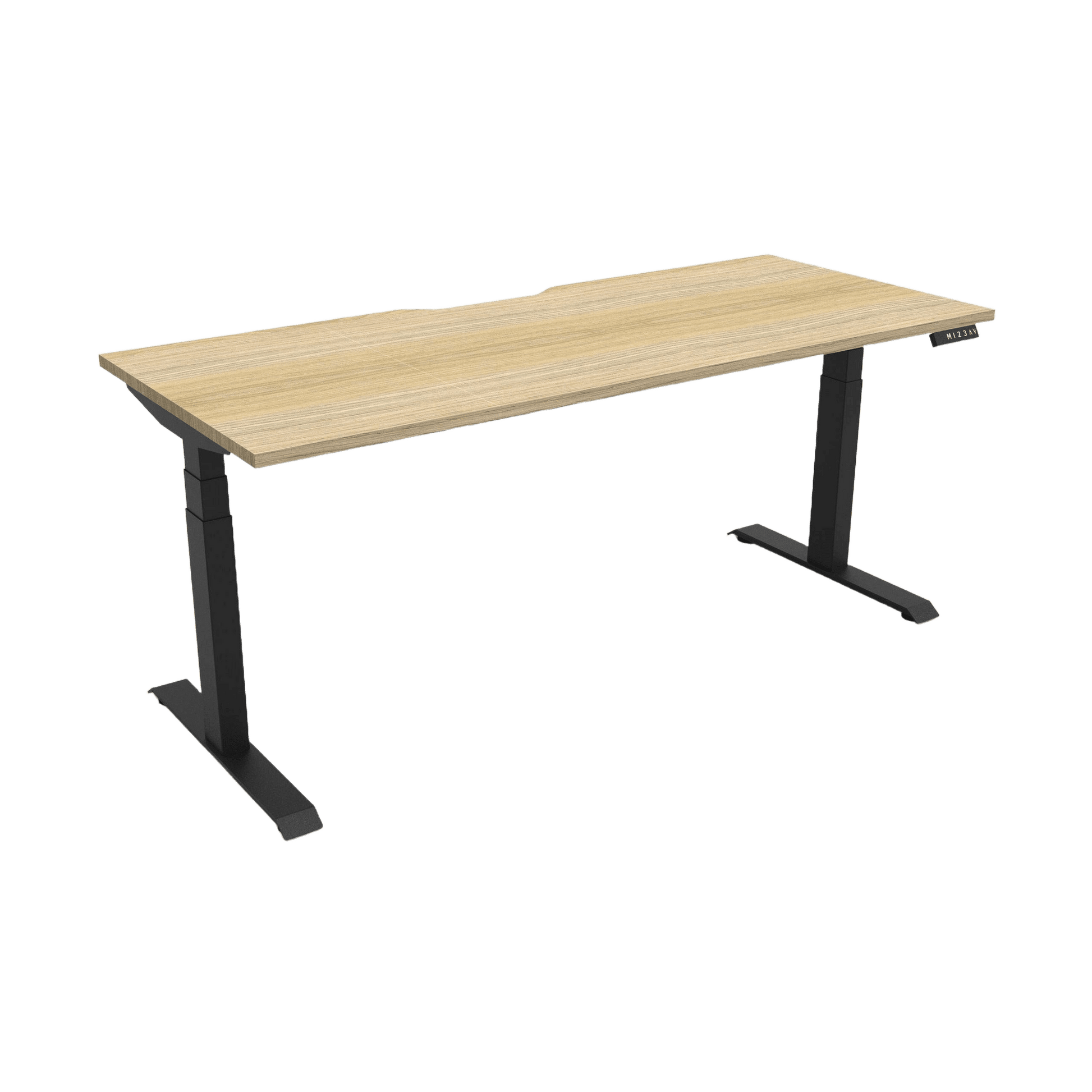 Boost Light Electric Height Adjustable Desk 1200W X 750D Natural Oak Top & Black Frame Without Cable Tray/Without Screen - Office Furniture Company