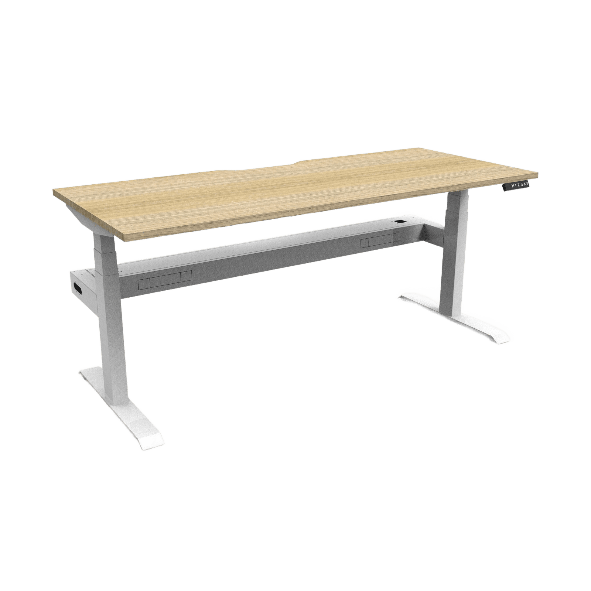 Boost Light Electric Height Adjustable Desk 1200W X 750D Natural Oak Top & White Frame With Cable Tray/Without Screen - Office Furniture Company
