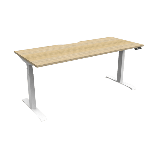 Boost Light Electric Height Adjustable Desk 1200x750 / Natural Oak Top / White Frame / No Cable Tray/No Screen