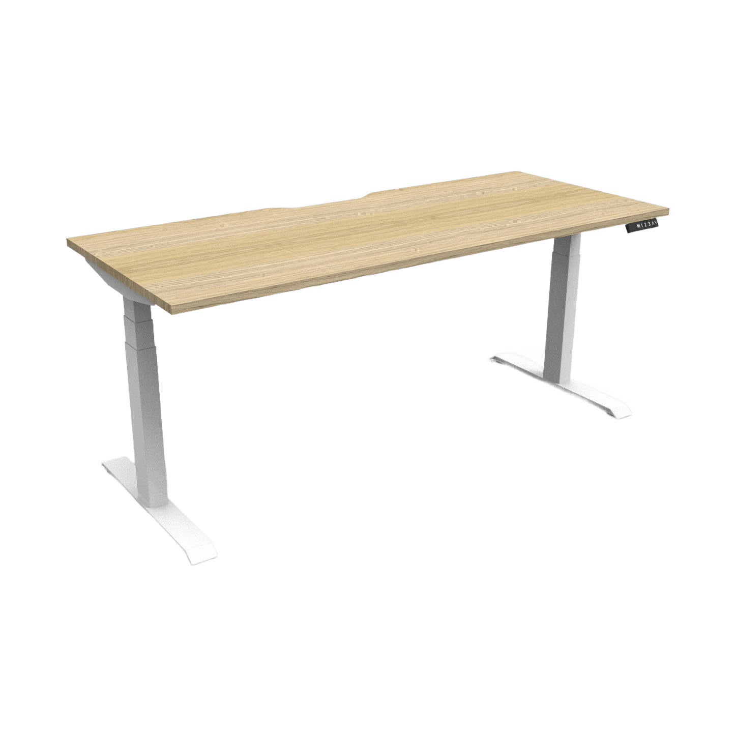 Boost Light Electric Height Adjustable Desk 1200W X 750D Natural Oak Top & White Frame Without Cable Tray/Without Screen - Office Furniture Company