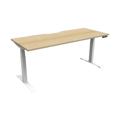 Boost Light Electric Height Adjustable Desk 1200W X 750D Natural Oak Top & White Frame Without Cable Tray/Without Screen - Office Furniture Company