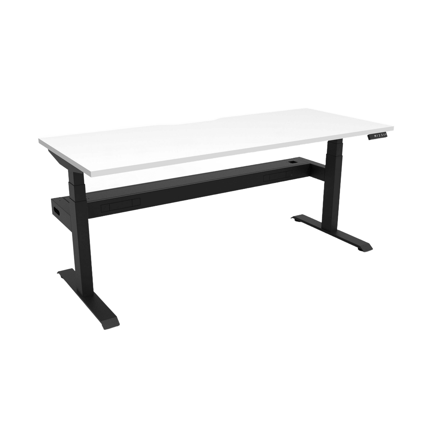 Boost Light Electric Height Adjustable Desk 1200W X 750D Natural White Top & Black Frame With Cable Tray/Without Screen - Office Furniture Company