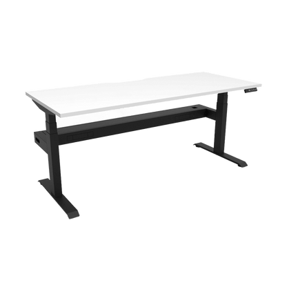 Boost Light Electric Height Adjustable Desk 1200W X 750D Natural White Top & Black Frame With Cable Tray/Without Screen - Office Furniture Company