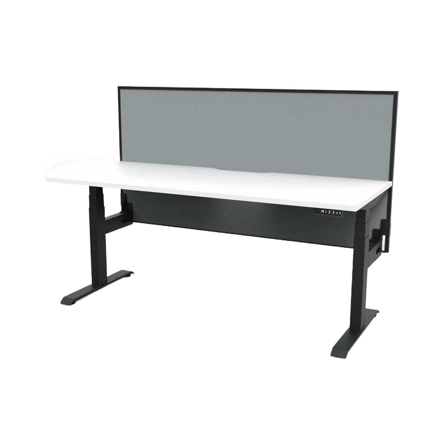 Boost Light Electric Height Adjustable Desk 1200W X 750D Natural White Top & Black Frame Without Cable Tray/With Screen - Office Furniture Company