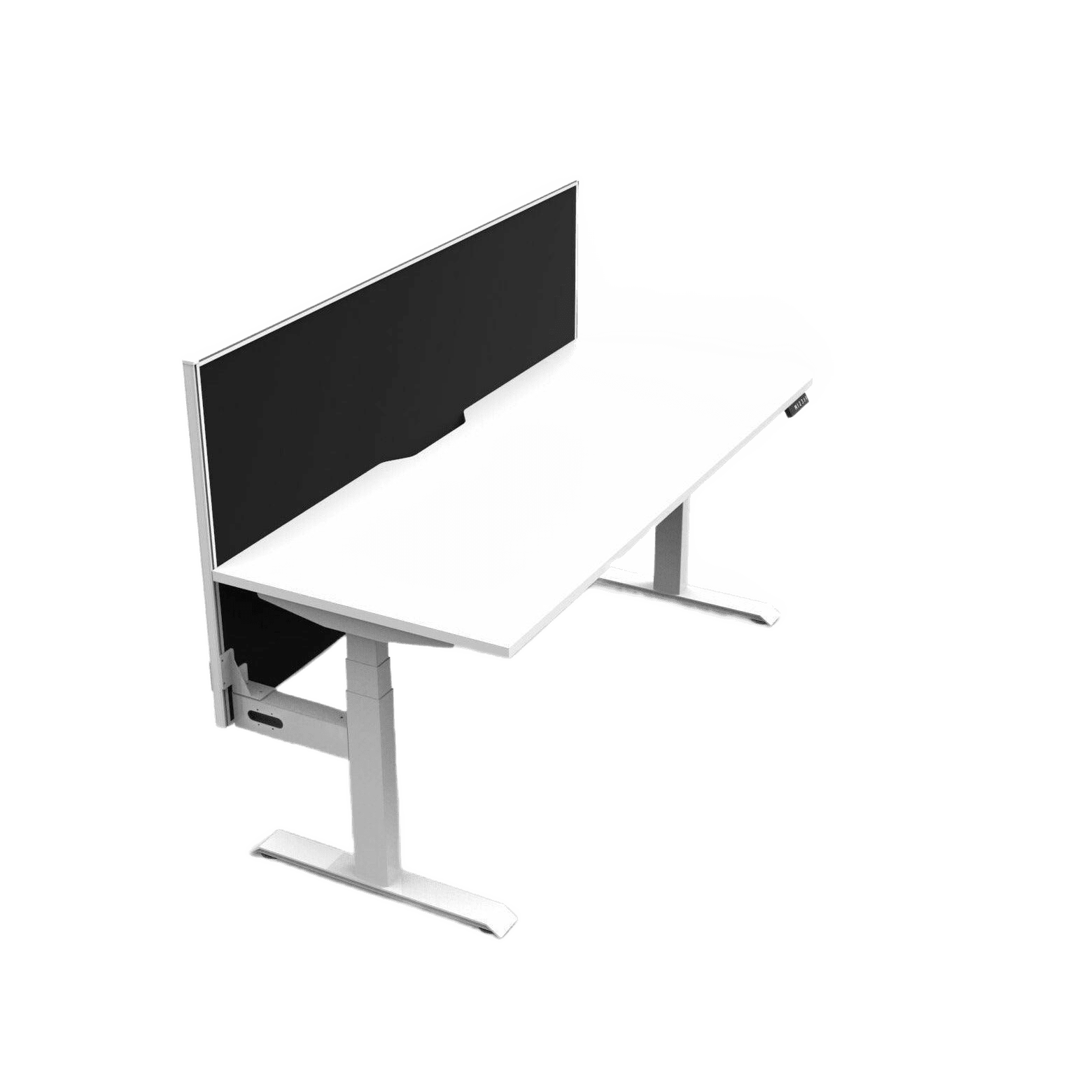 Boost Light Electric Height Adjustable Desk 1200W X 750D Natural White Top & White Frame Without Cable Tray/With Screen - Office Furniture Company