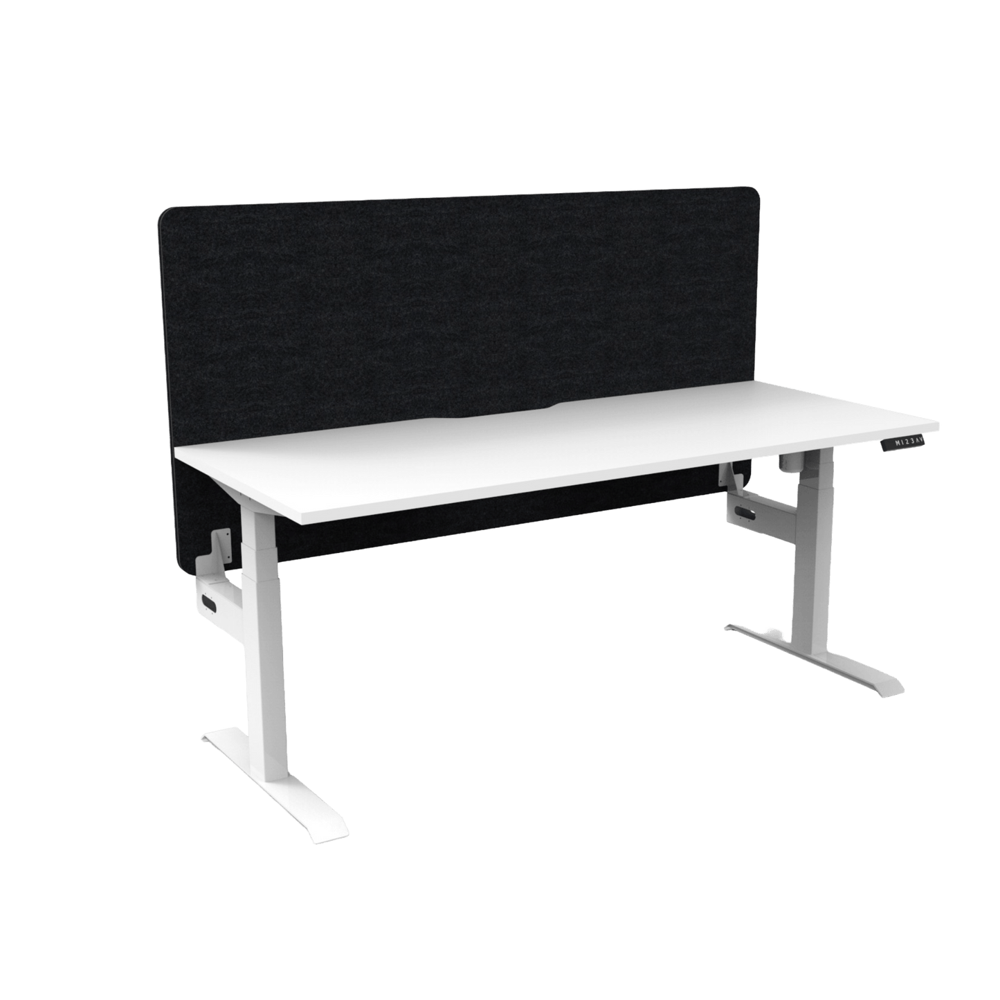 Boost Light Electric Height Adjustable Desk with Black Eco Panel Screen 1200x750 White Top / White Frame No Cable Tray