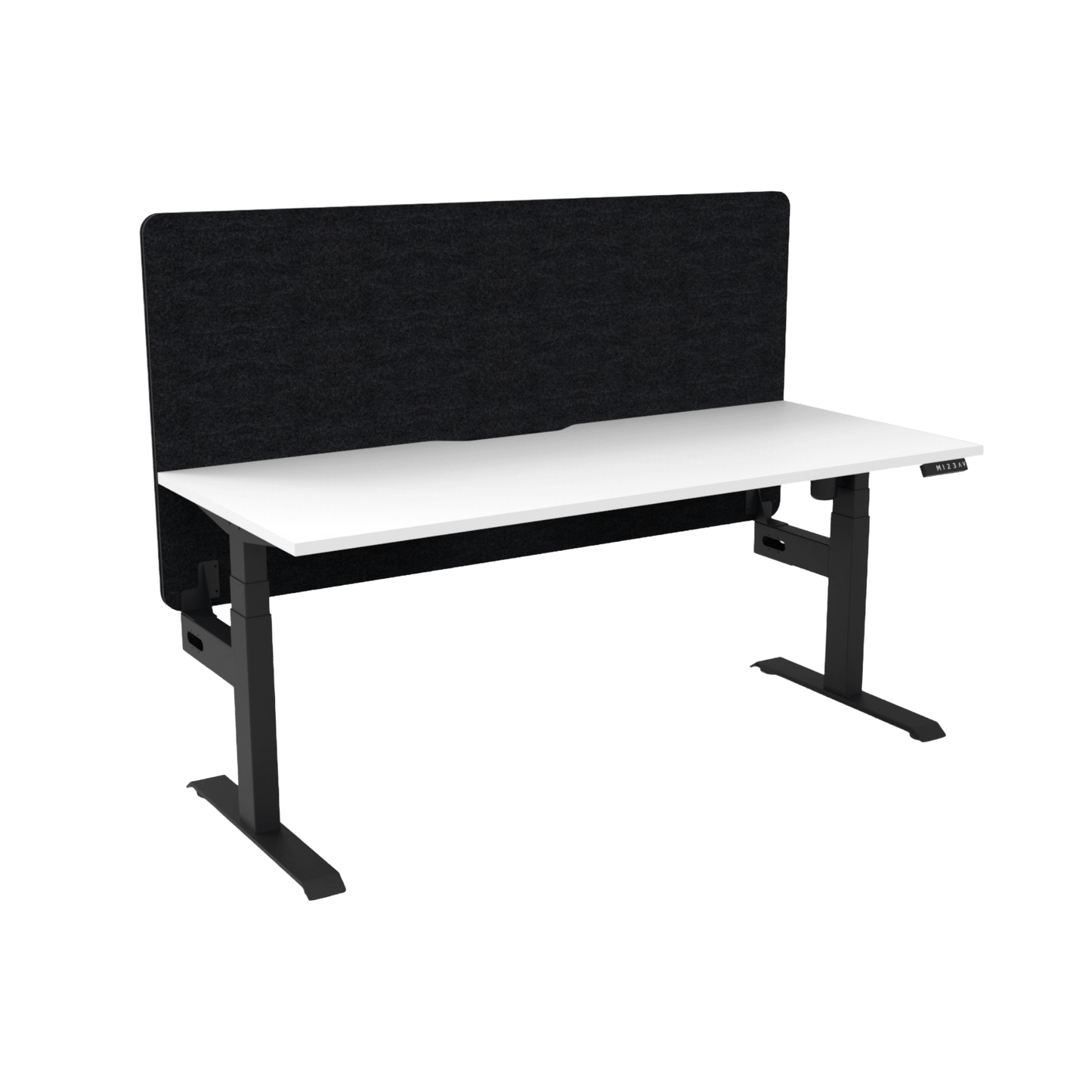 Boost Light Electric Height Adjustable Desk with Black Eco Panel Screen 1200x750 White Top / Black Frame No Cable Tray
