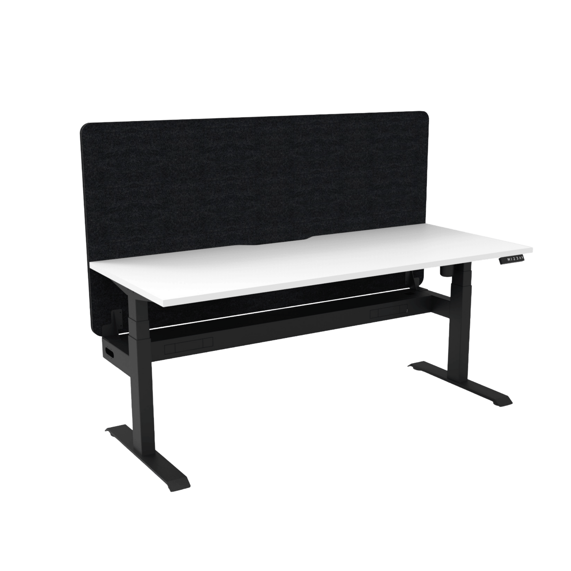 Boost Light Electric Height Adjustable Desk with Black Eco Panel Screen 1200x750 White Top / Black Frame With Cable Tray