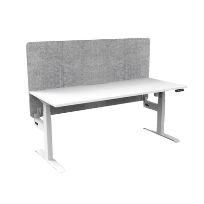 Boost Light Electric Height Adjustable Desk with Grey Eco Panel Screen 1200x750 White Top / White Frame No Cable Tray